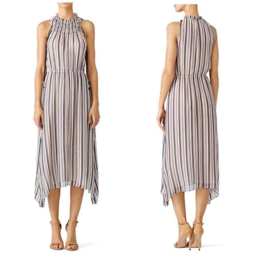 Derek Lam 10 Crosby Silk Striped
Handkerchief Halter Midi Dress, Size 2